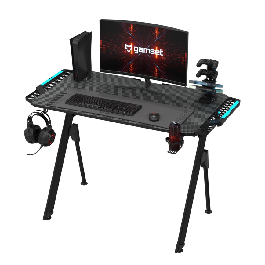 Spelbord FALCON med LED RGB bakgrundsbelyst 116x60 cm svart
