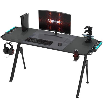 Spelbord FALCON med LED RGB bakgrundsbelyst 156x60 cm svart