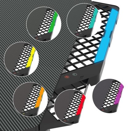 Spelbord FALCON med LED RGB bakgrundsbelyst 156x60 cm svart