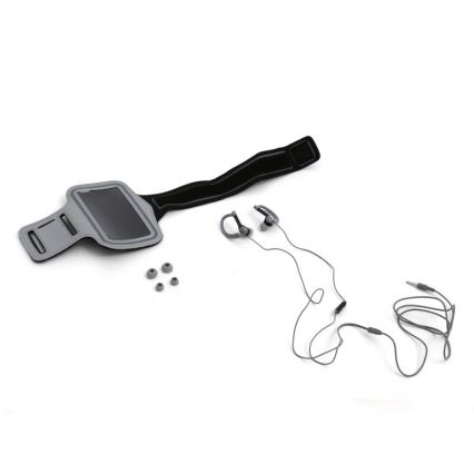 Sport hörlurar med en mikrofon och armband grå