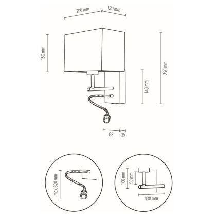 Vägglampa BOHO 1xE27/25W + LED/1W/230V ek – FSC certifierade