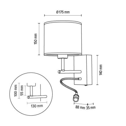 Vägglampa BOHO 1xE27/25W + LED/1W/230V ek – FSC certifierade