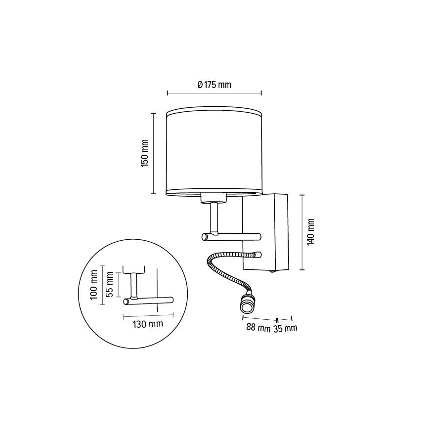 Vägglampa BOHO 1xE27/25W + LED/1W/230V ek – FSC certifierade