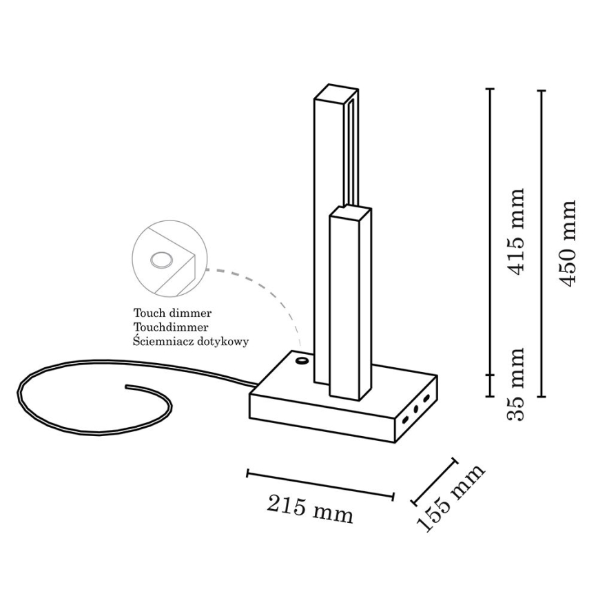 LED Dimbar bordslampa SOHO BLACK LED/10W/230V 45 cm ek – FSC certifierade