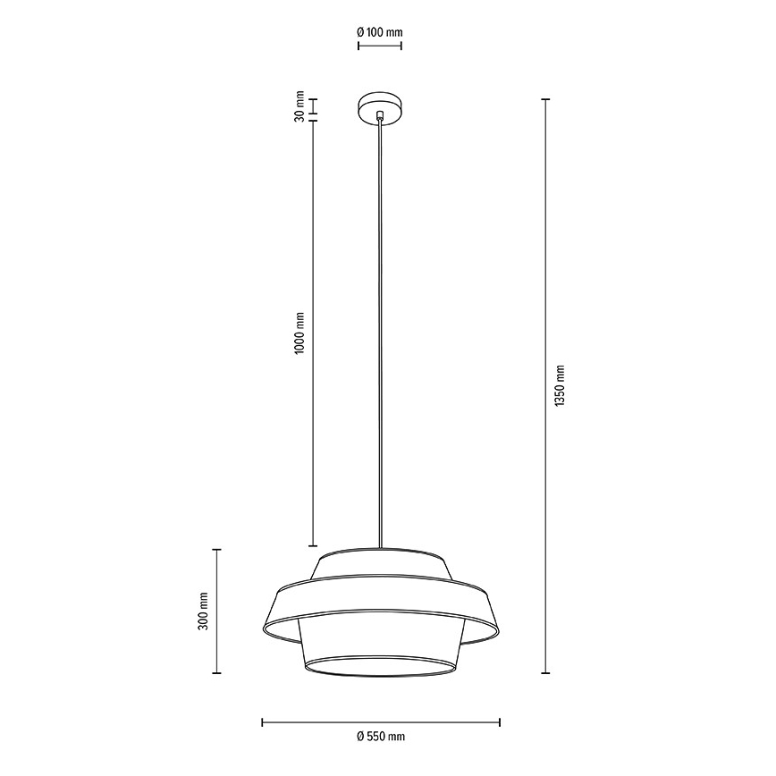 Taklampa på kabel PRETO GOLD 1xE27/60W/230V