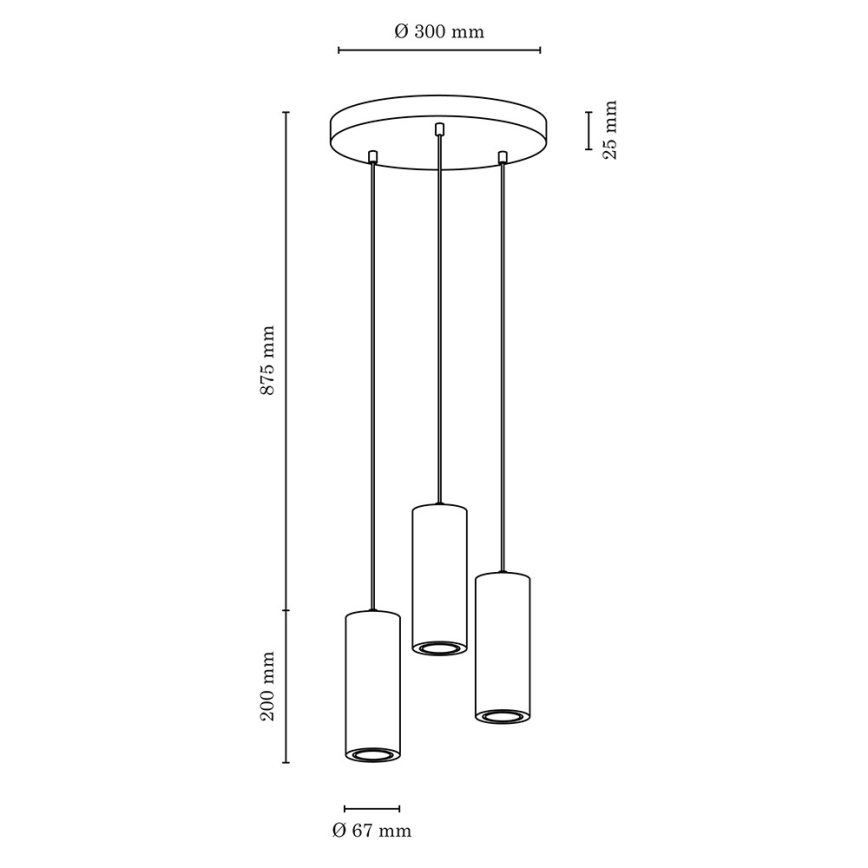 LED-lampa i kabel PIPE 3xGU10/5W/230V matt ek