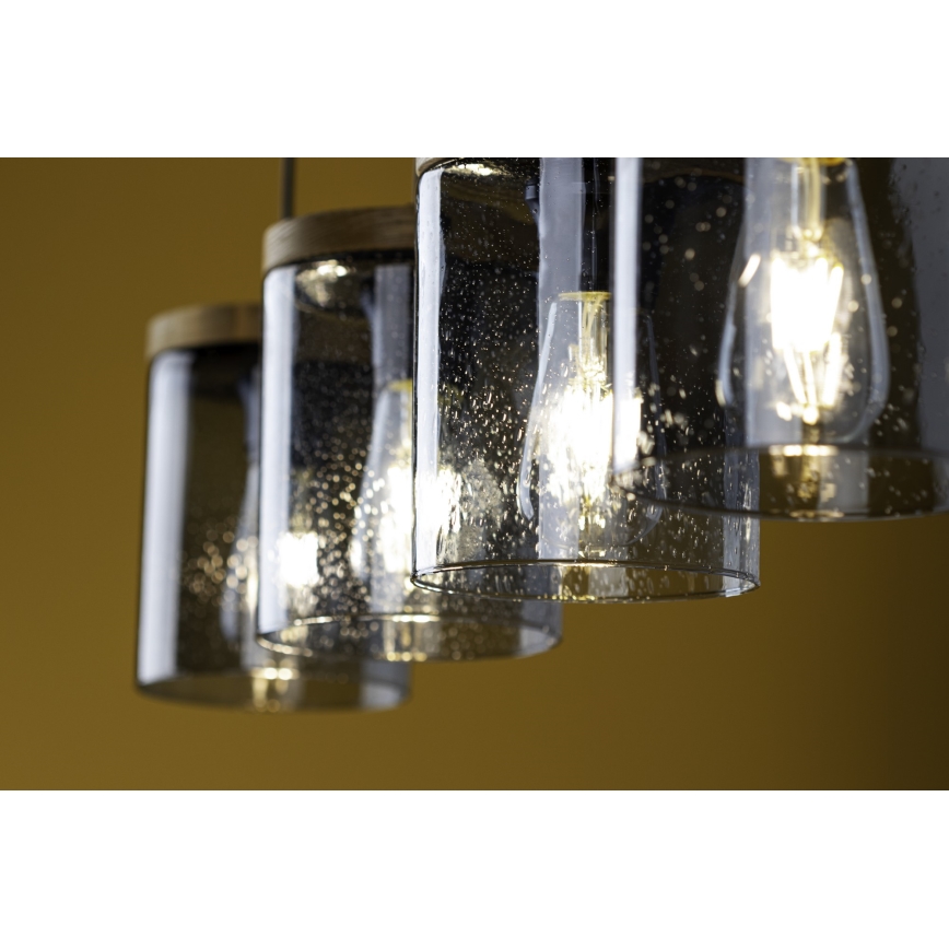 Ljuskrona med snöre MONSUN 1xE27/60W/230V furu - FSC-certifierad