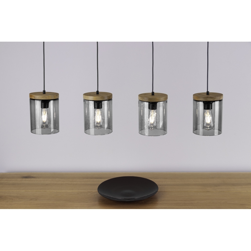 Ljuskrona med snöre MONSUN 1xE27/60W/230V furu - FSC-certifierad