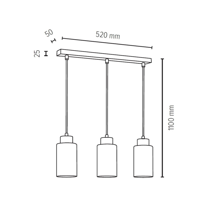 Taklampa på kabel BOSCO 3xE27/60W/230V ek