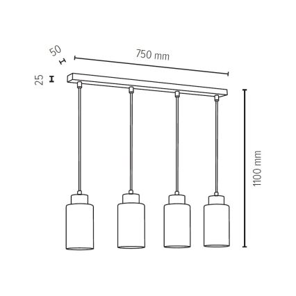 Taklampa på kabel BOSCO 4xE27/60W/230V ek