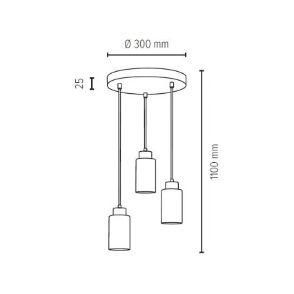 Taklampa på kabel BOSCO 3xE27/60W/230V ek