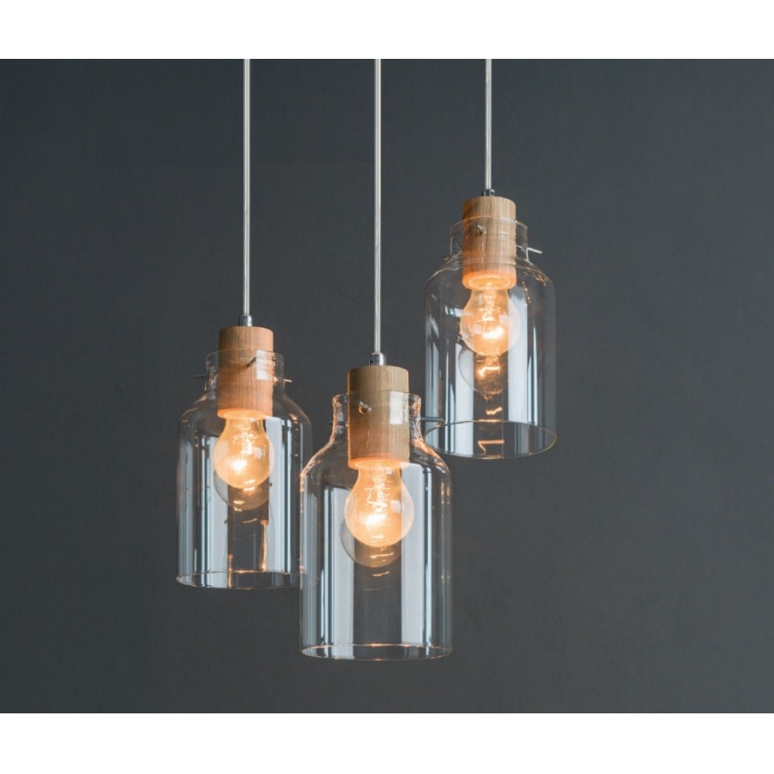 Ljuskrona med snöre ALESSANDRO 3xE27/60W/230V - FSC-certifierad