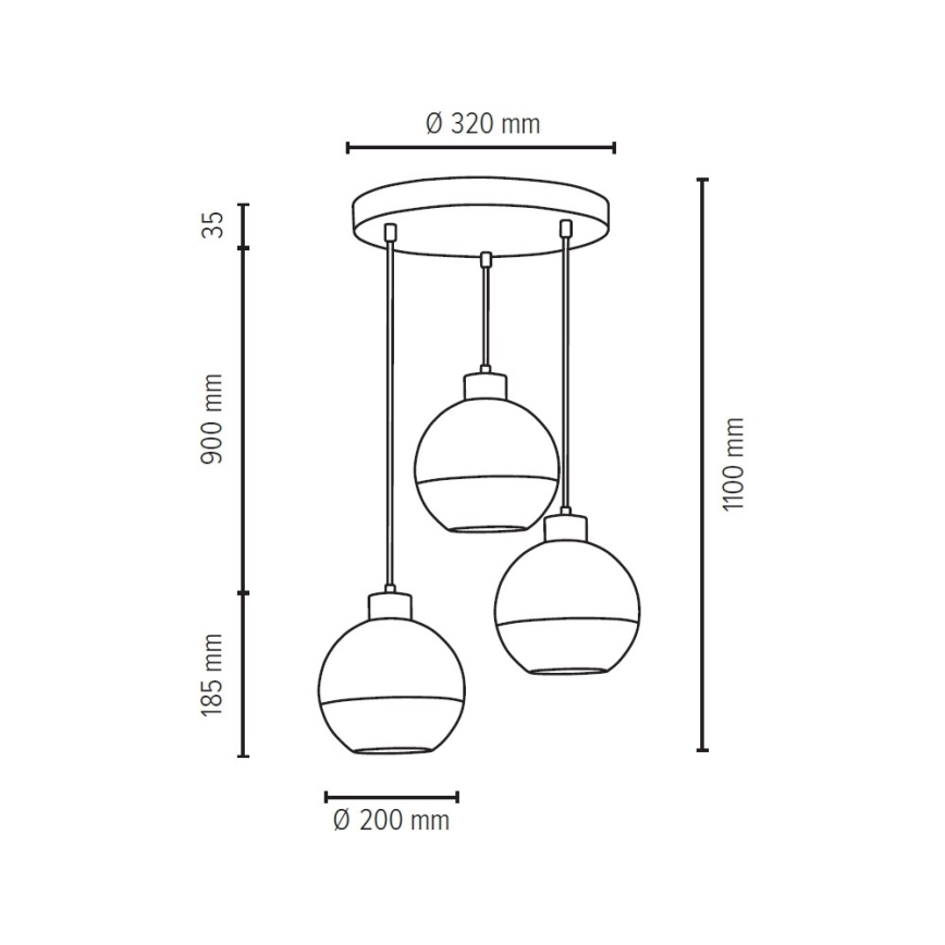 Spot-Light 1860336R - Ljuskrona med snöre FRESH 3xE27/60W/230V