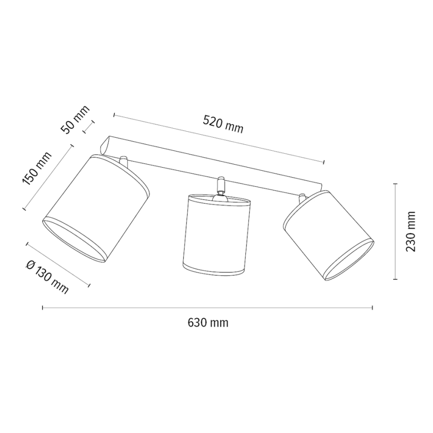 Spotlampa BENITA 3xE27/25W/230V brun/ek