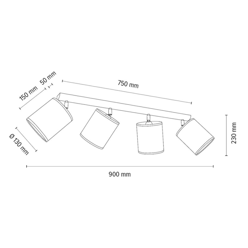 Spotlampa BENITA 4xE27/25W/230V brun/ek