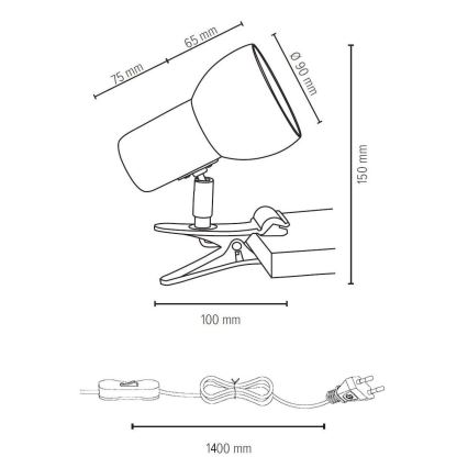 lampa med klämma SVENDA 1xE27/60W/230V - FSC-certifierad