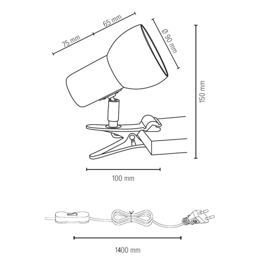 lampa med klämma SVENDA 1xE27/60W/230V - FSC-certifierad