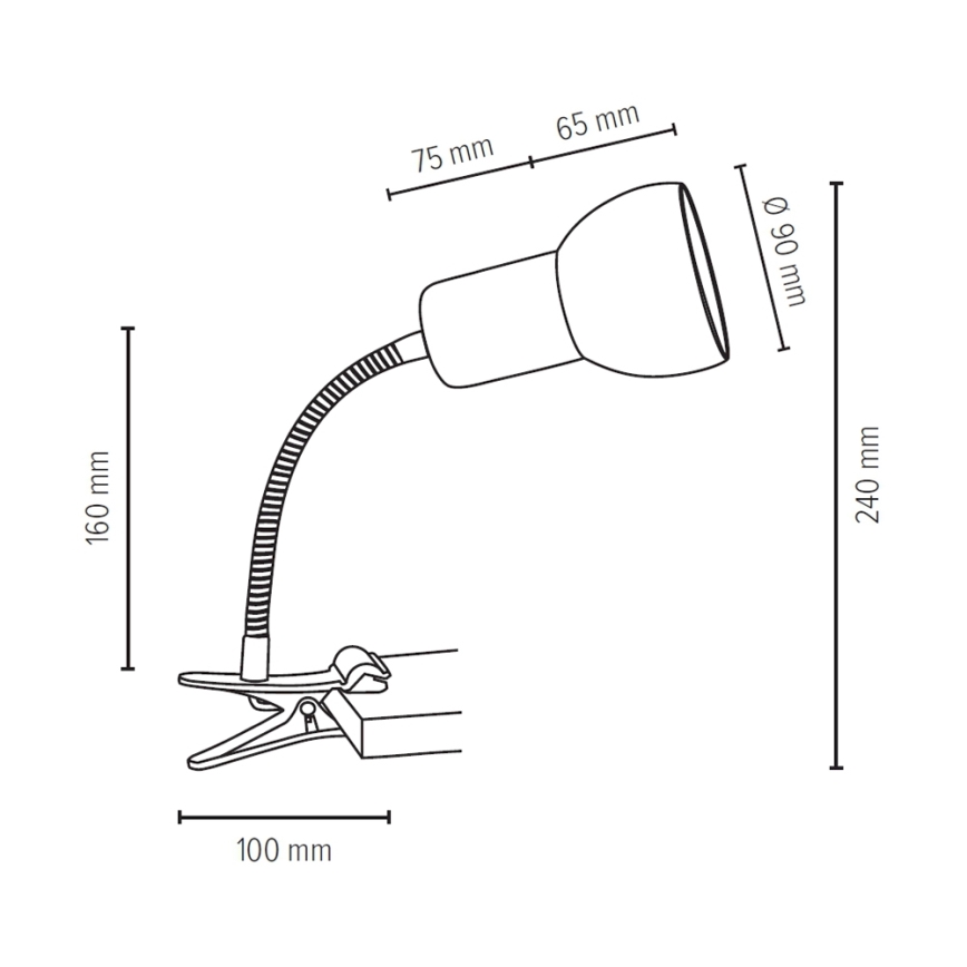 Spot-Light 2224174WF - lampa med klämma SVENDA 1xE27/60W/230V - FSC-certifierad