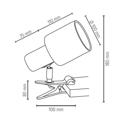 Spot-Light 2236174WK - lampa med klämma trädHem 1xE27/25W/230V