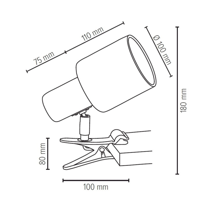 Spot-Light 2236174WK - lampa med klämma trädHem 1xE27/25W/230V