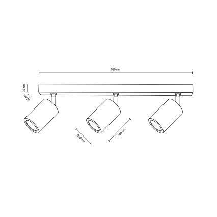 LED Tak spotlight MATTI 3xGU10/5W/230V ek