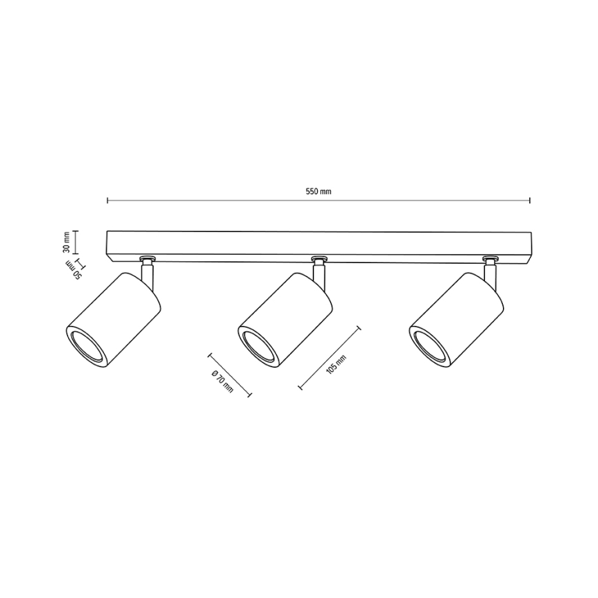 LED Tak spotlight MATTI 3xGU10/5W/230V ek