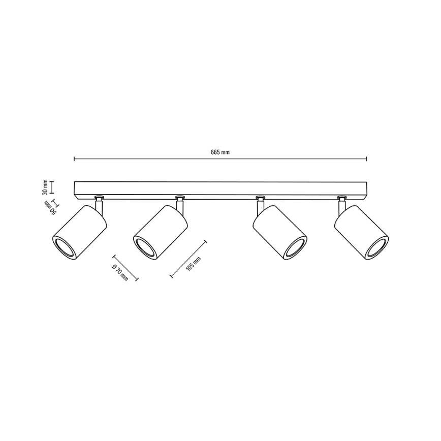 LED spotlight för tak MATTI 4xGU10/5W/230V ek
