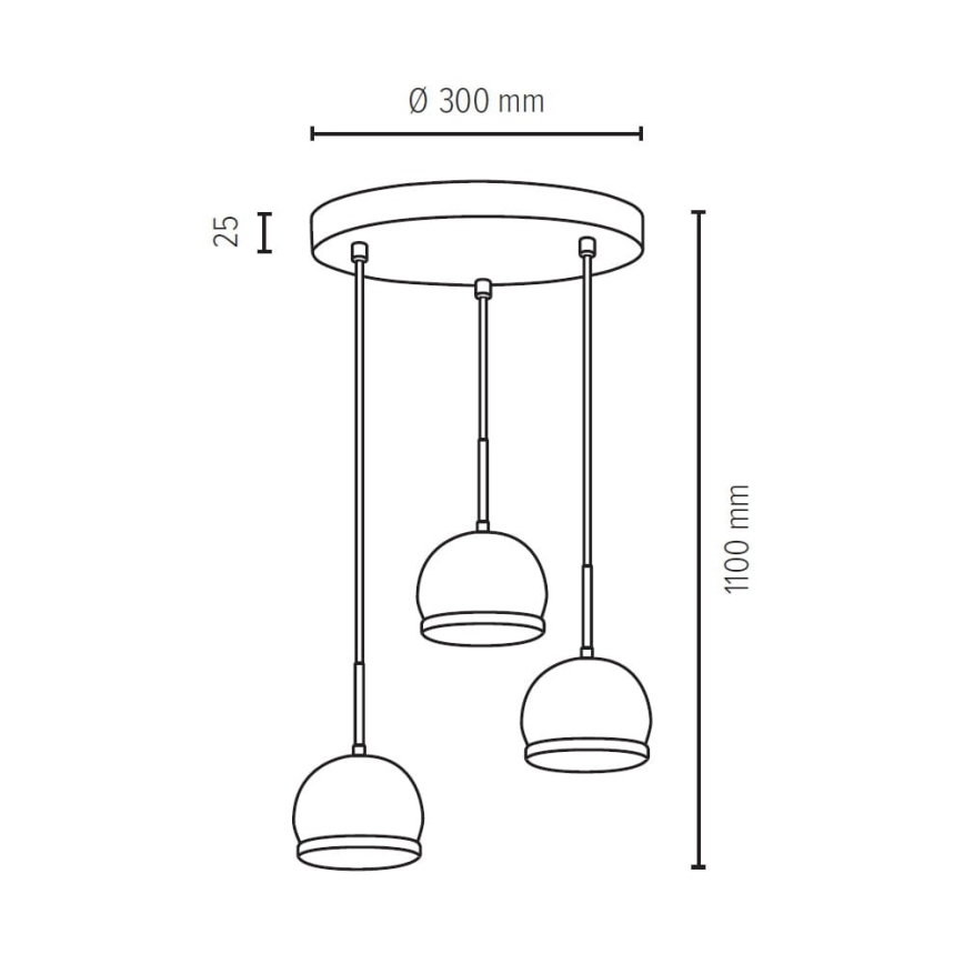 LED-lampa i trä på kabel BALL WOOD 3xGU10/5W/230V bok