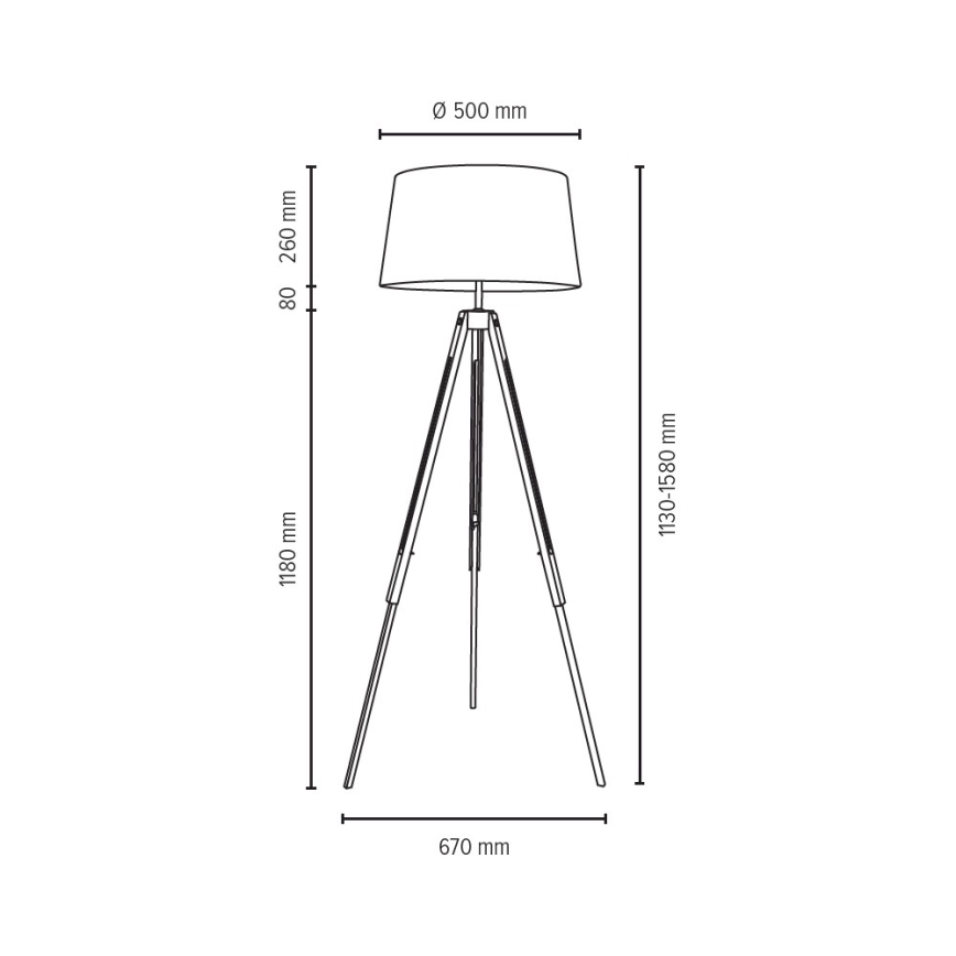 Golvlampa TRIPOD 1xE27/60W/230V bok