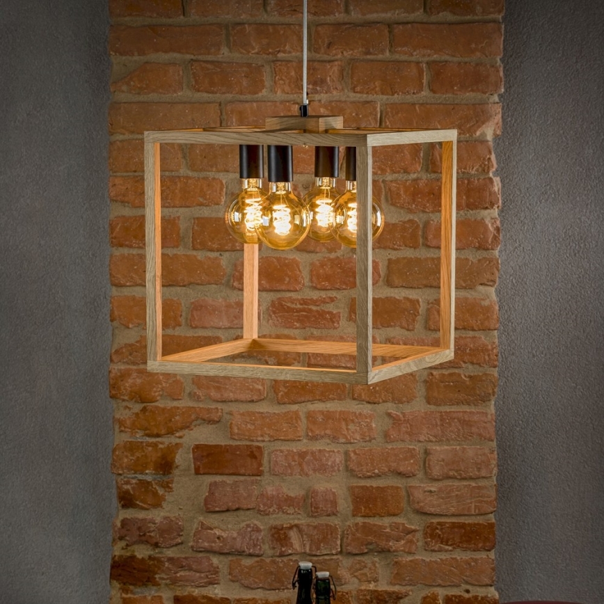 Ljuskrona med snöre KAGO 4xE27/60W/230V - FSC-certifierad
