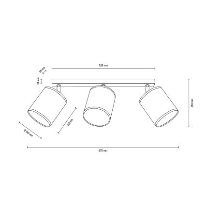 Taklampa BOHO 3xE27/25W/230V ek