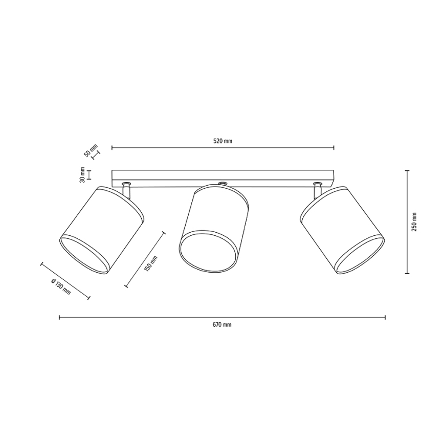 Taklampa BOHO 3xE27/25W/230V ek