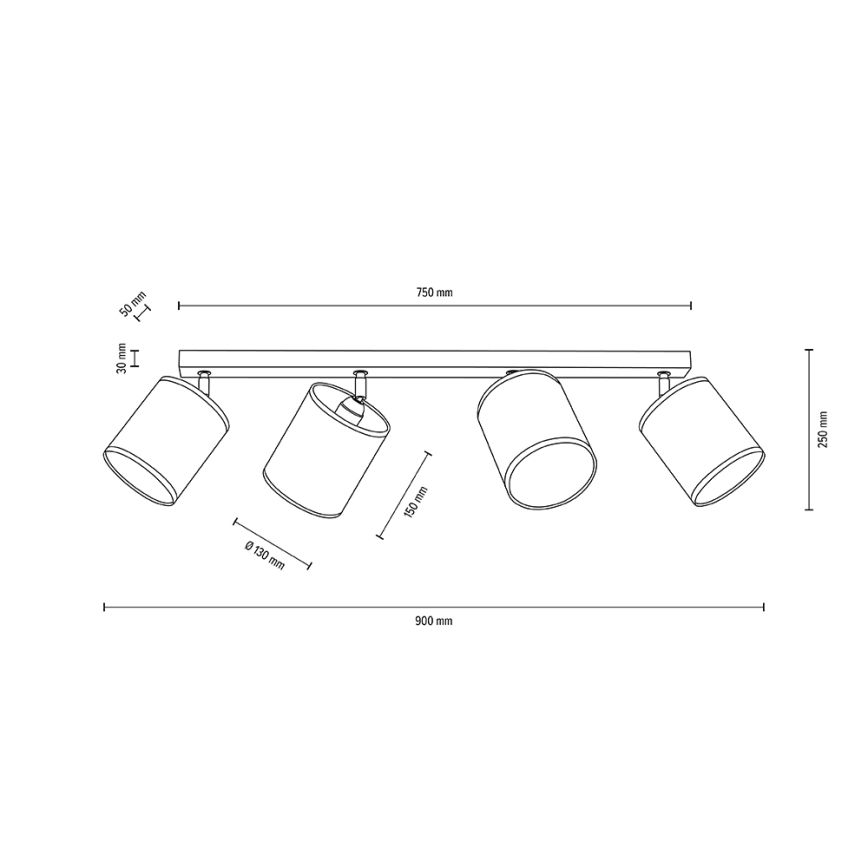 Takspotlight BOHO 4xE27/25W/230V ek