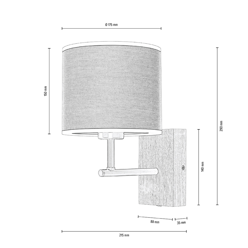 Vägglampa BOHO 1xE27/25W/230V ek - FSC-certifierad