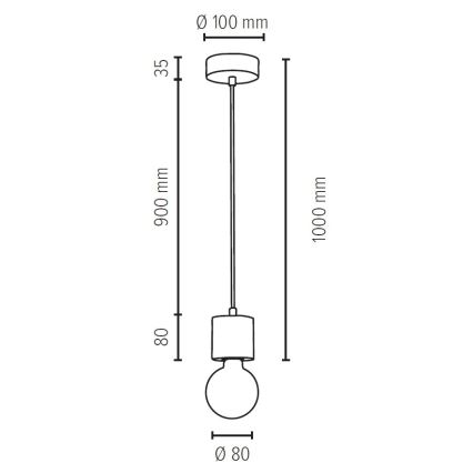 Taklampa på lina PINO 1xE27/60W/230V tall