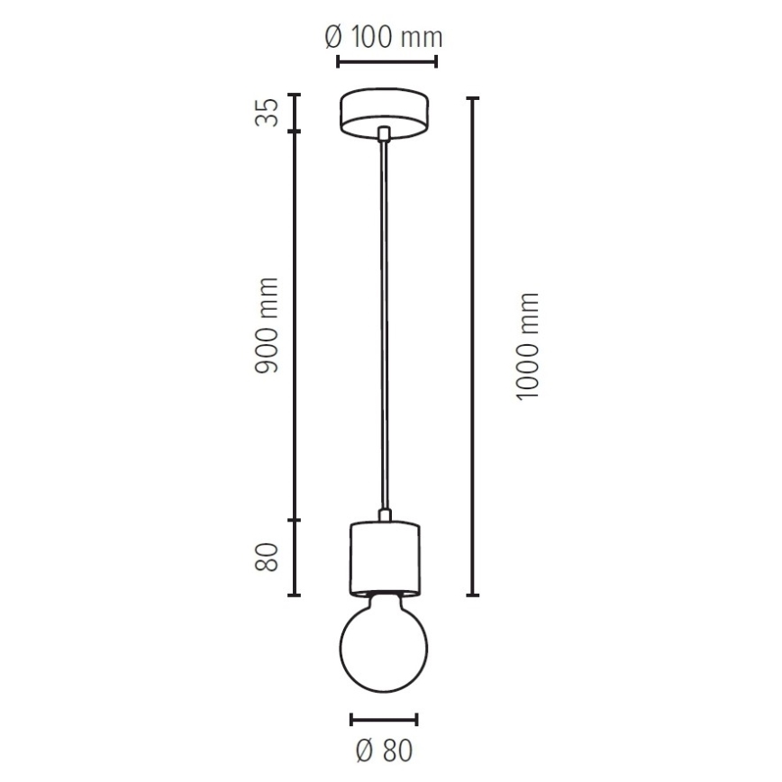 Taklampa på lina PINO 1xE27/60W/230V tall