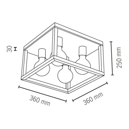Taklampa KAGO 4xE27/60W/230V ek