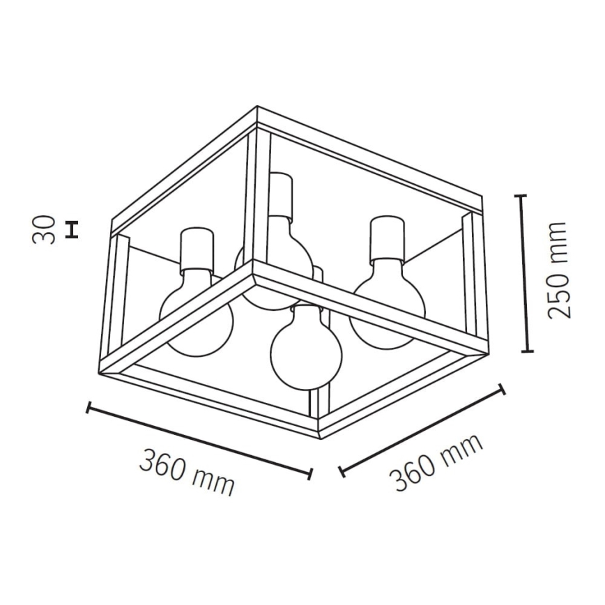 Taklampa KAGO 4xE27/60W/230V ek
