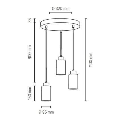 Spot-Light 9160336R - Ljuskrona med snöre KARLA 3xE27/60W/230V betong