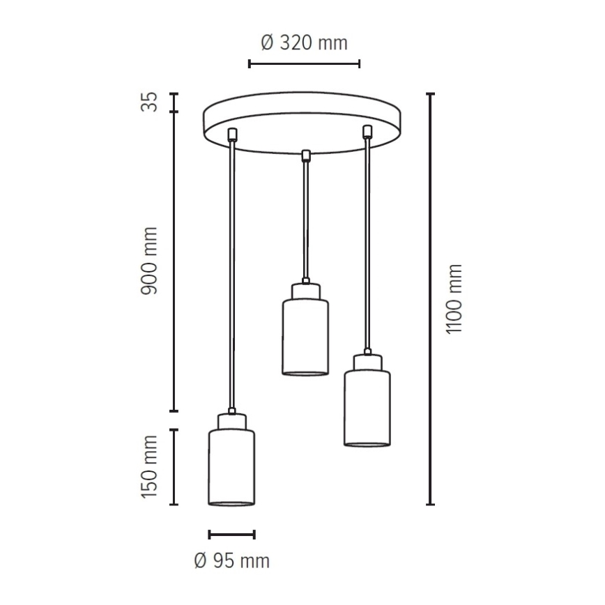 Spot-Light 9160336R - Ljuskrona med snöre KARLA 3xE27/60W/230V betong