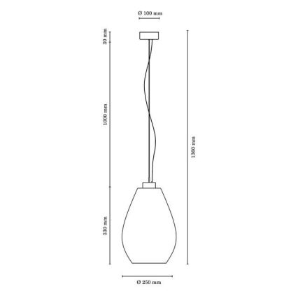 Taklampa på kabel PIRO 1xE27/60W/230V bok