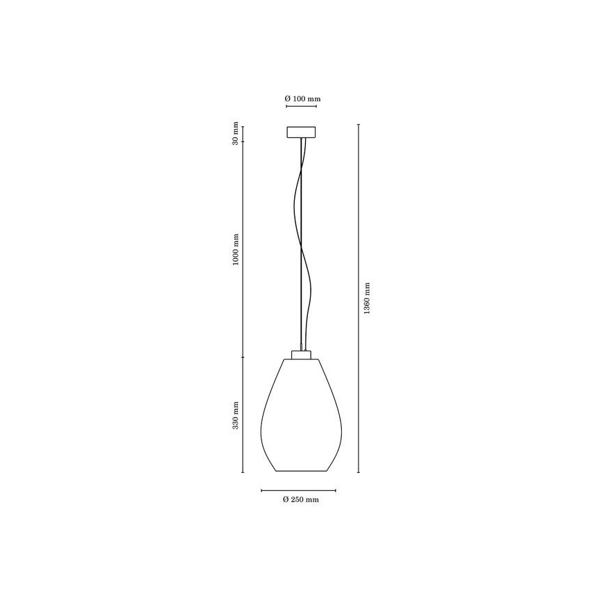 Taklampa på kabel PIRO 1xE27/60W/230V bok