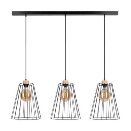 Taklampa på lina ORAZIO 3xE27/60W/230V furu