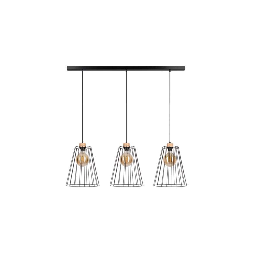 Taklampa på lina ORAZIO 3xE27/60W/230V furu
