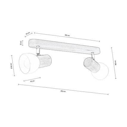 Tak spotlight NEL 2xE27/15W/230V valnöt -FSC-certifierad