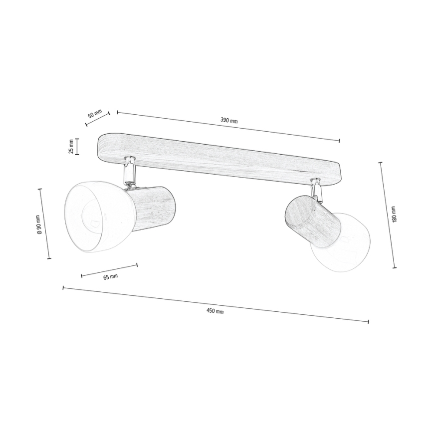 Tak spotlight NEL 2xE27/15W/230V valnöt -FSC-certifierad
