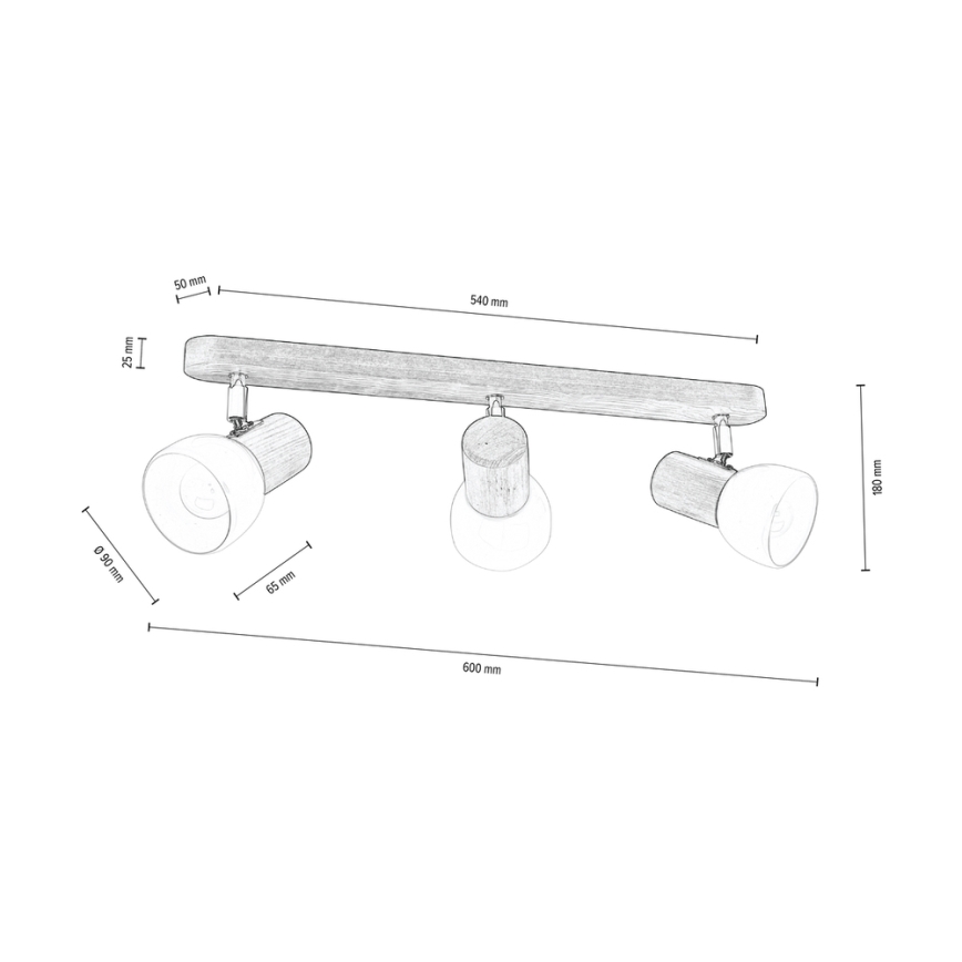 Tak spotlight NEL 3xE27/15W/230V tall