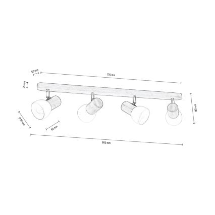 Tak spotlight NEL 4xE27/15W/230V tall