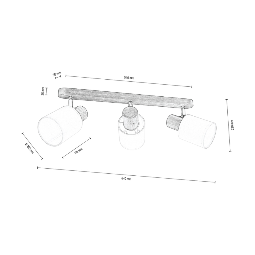 Takspotlight TRENDY 3xE27/15W/230V tall - FSC-certifierad
