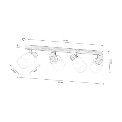 Takspotlight TRENDY 4xE27/15W/230V tall - FSC-certifierad